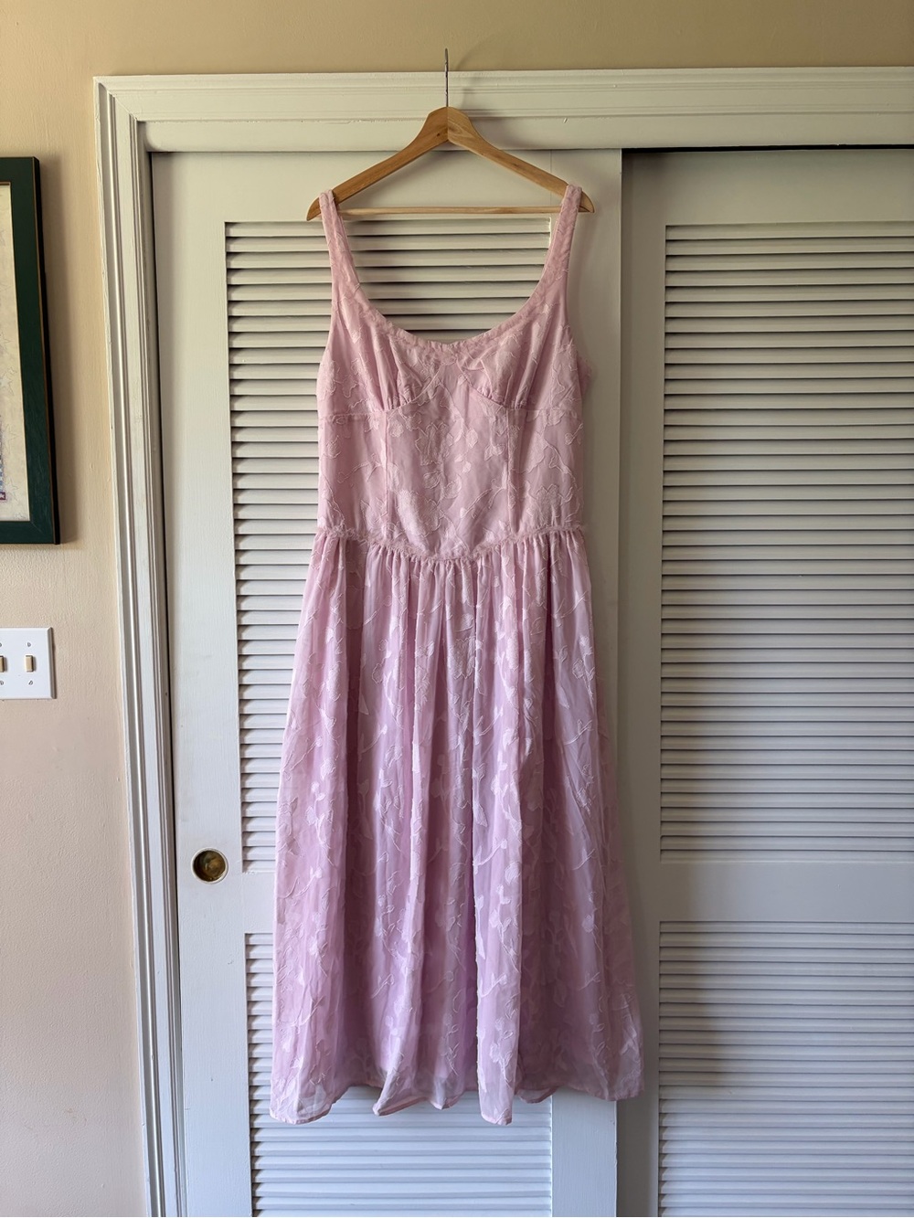 wild fable Light Pink Lace-Detail Slip Dress